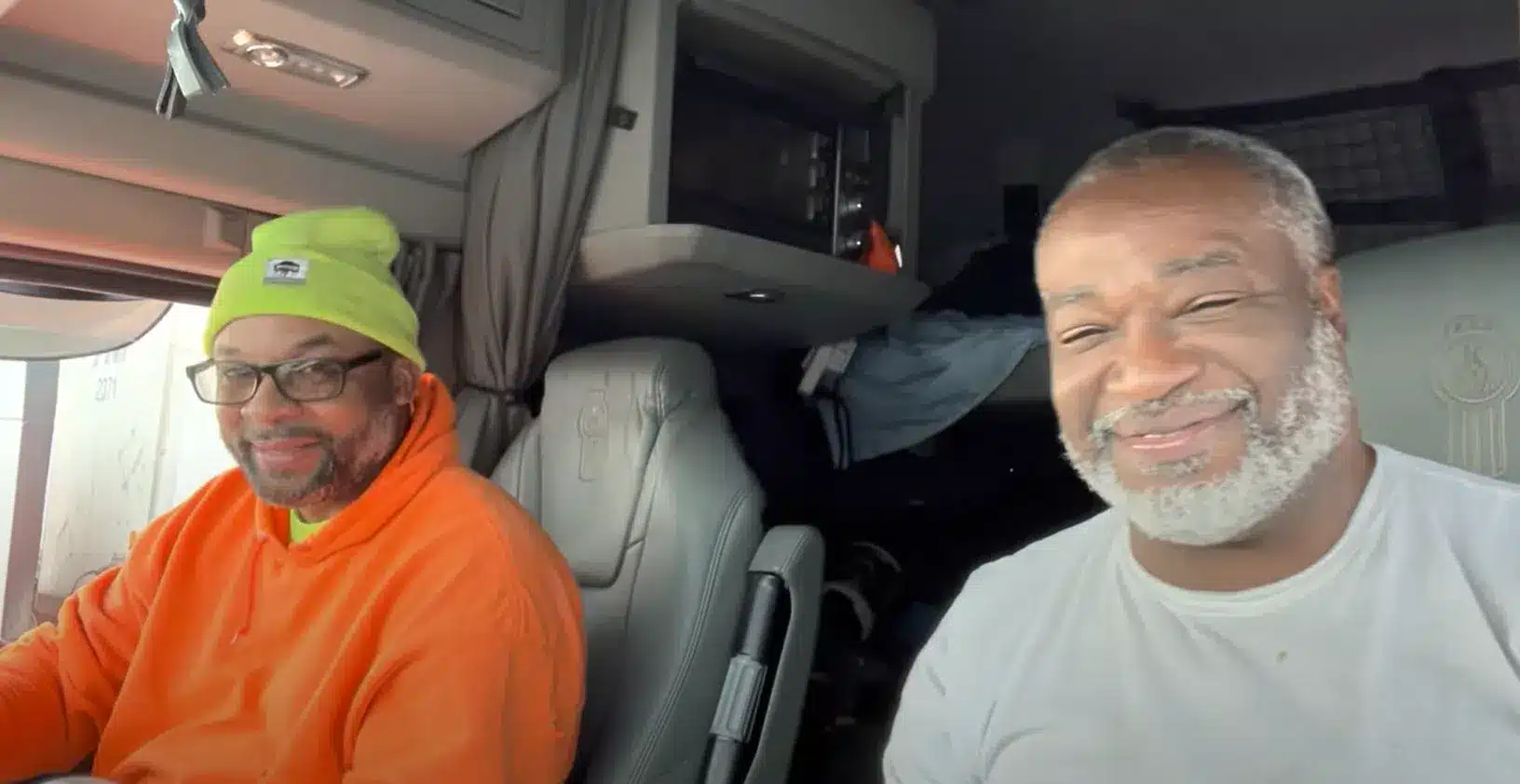 Melton social media influencer sitting next to a trainee in his truck